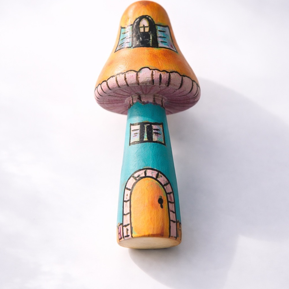 Handmade + hand painted mushroom + home decor + NWT